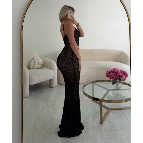 Long black lace dress