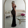 Long black lace dress