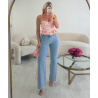 Jeans mom droit texturé bleu - DRESS DESIREE
