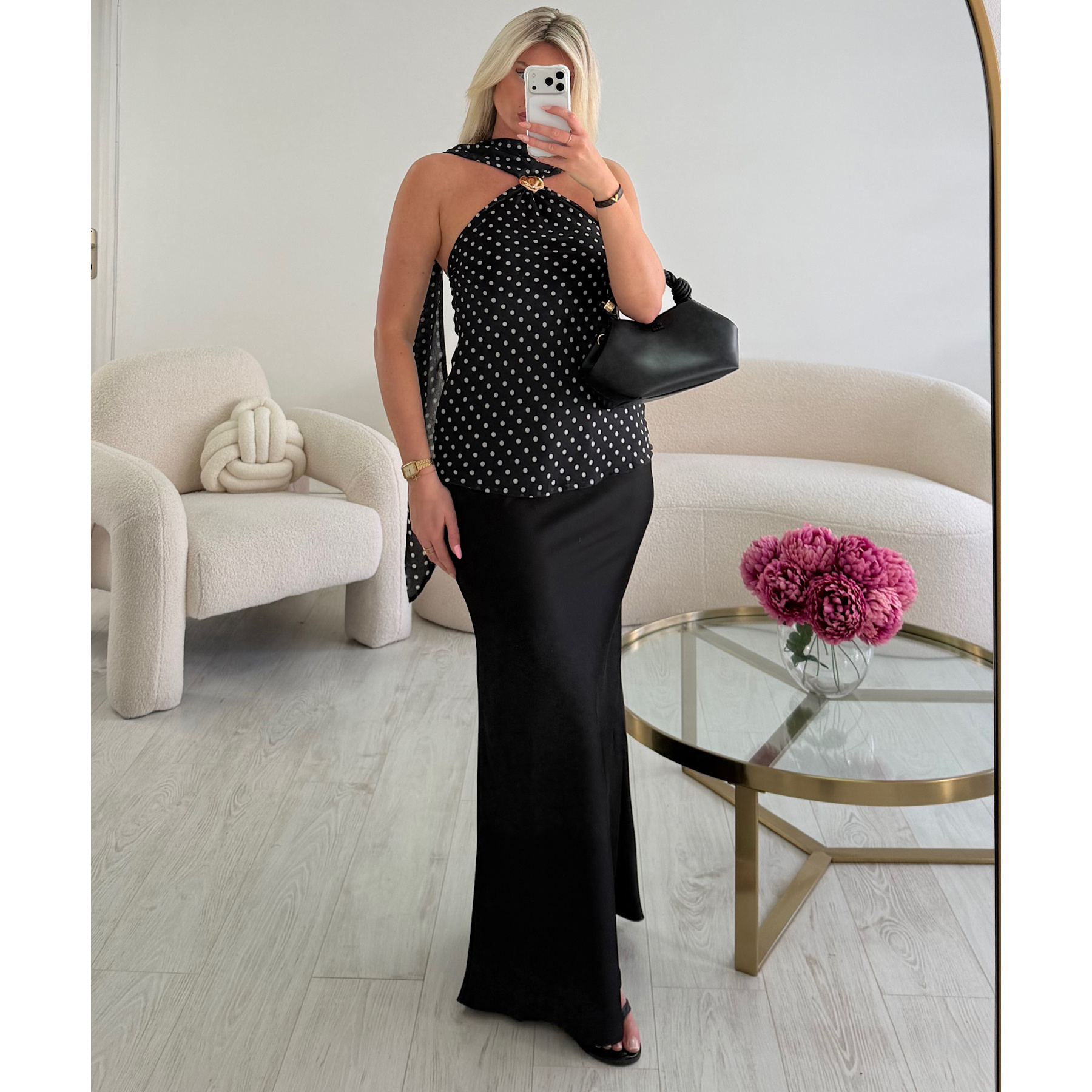Jupe longue satin noire - DRESS DESIREE
