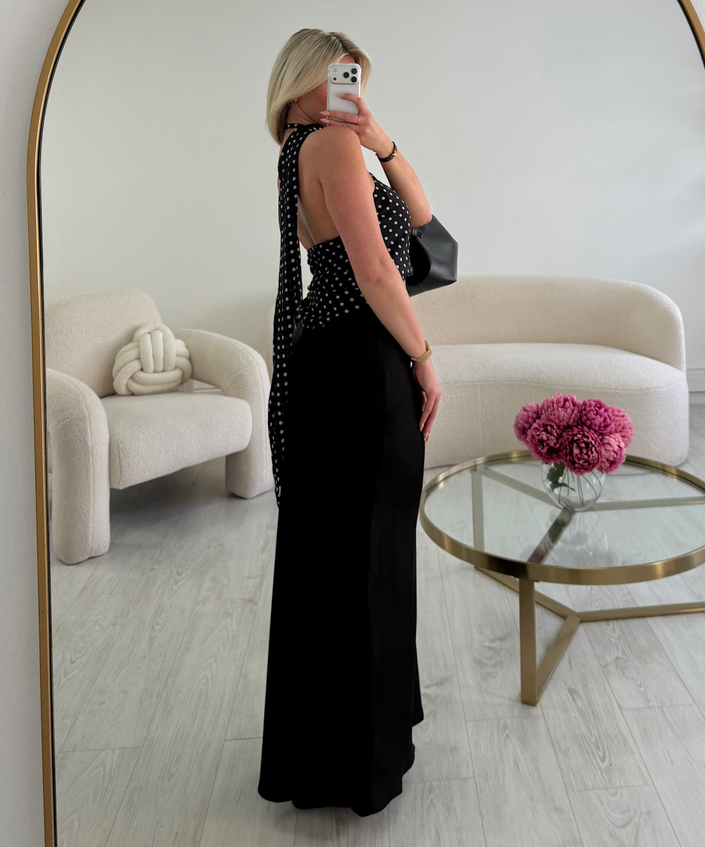 Jupe longue satin noire