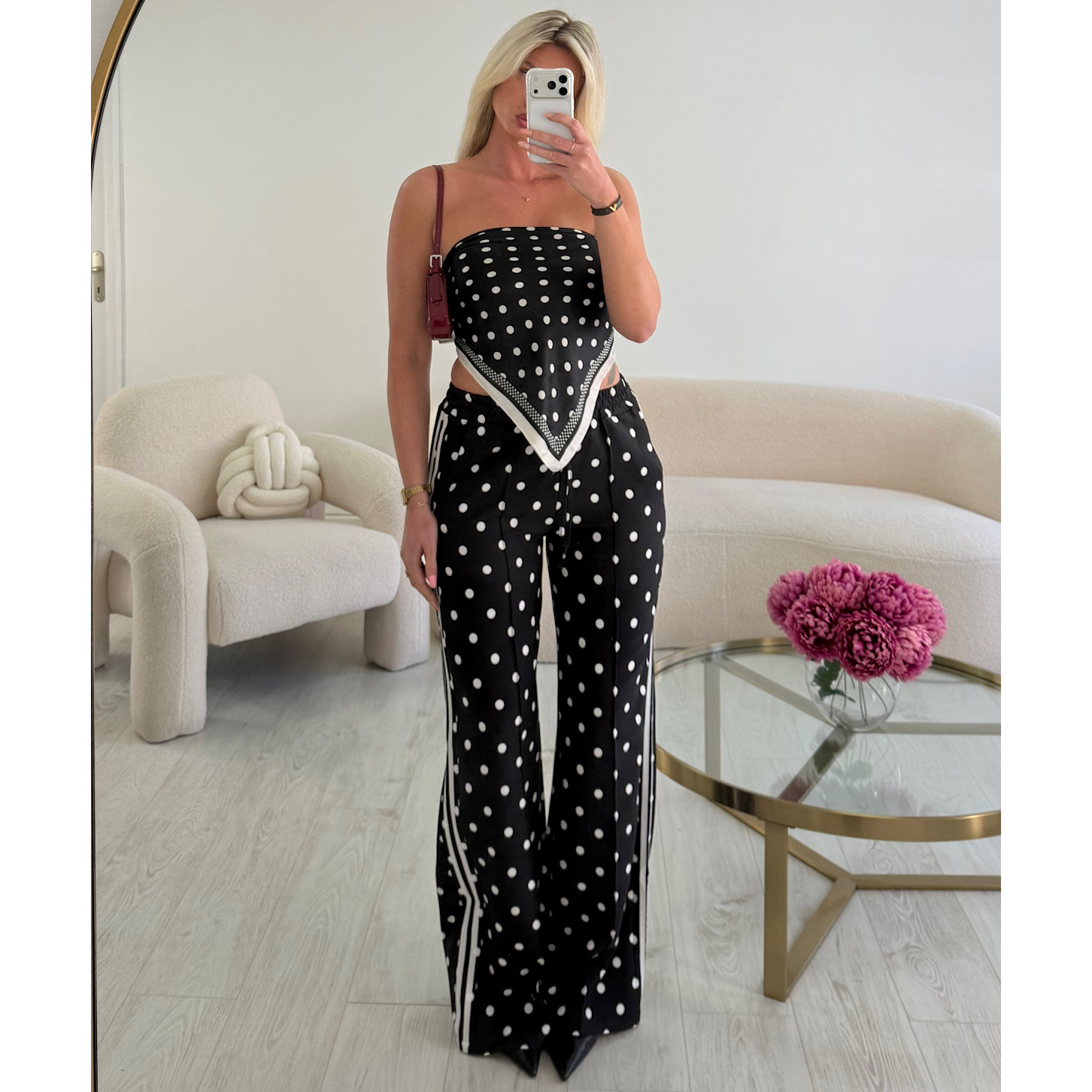 casual polka dot striped trousers