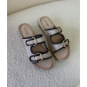 Sandales lin compensée black