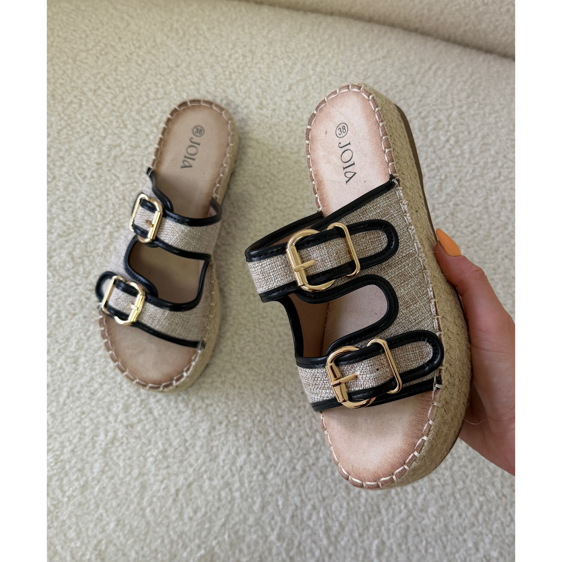 black linen wedge sandals