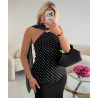 Black shell polka dot crew neck top