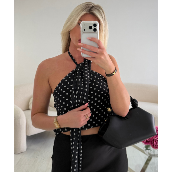 Top pois ras cou coquillage noir - DRESS DESIREE