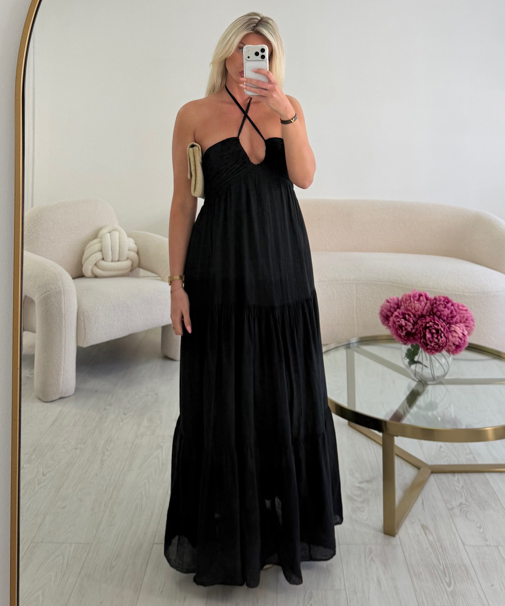 Long black cotton dress