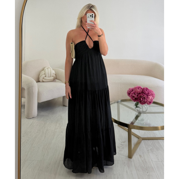 Robe longue coton noire DRESS DESIREE