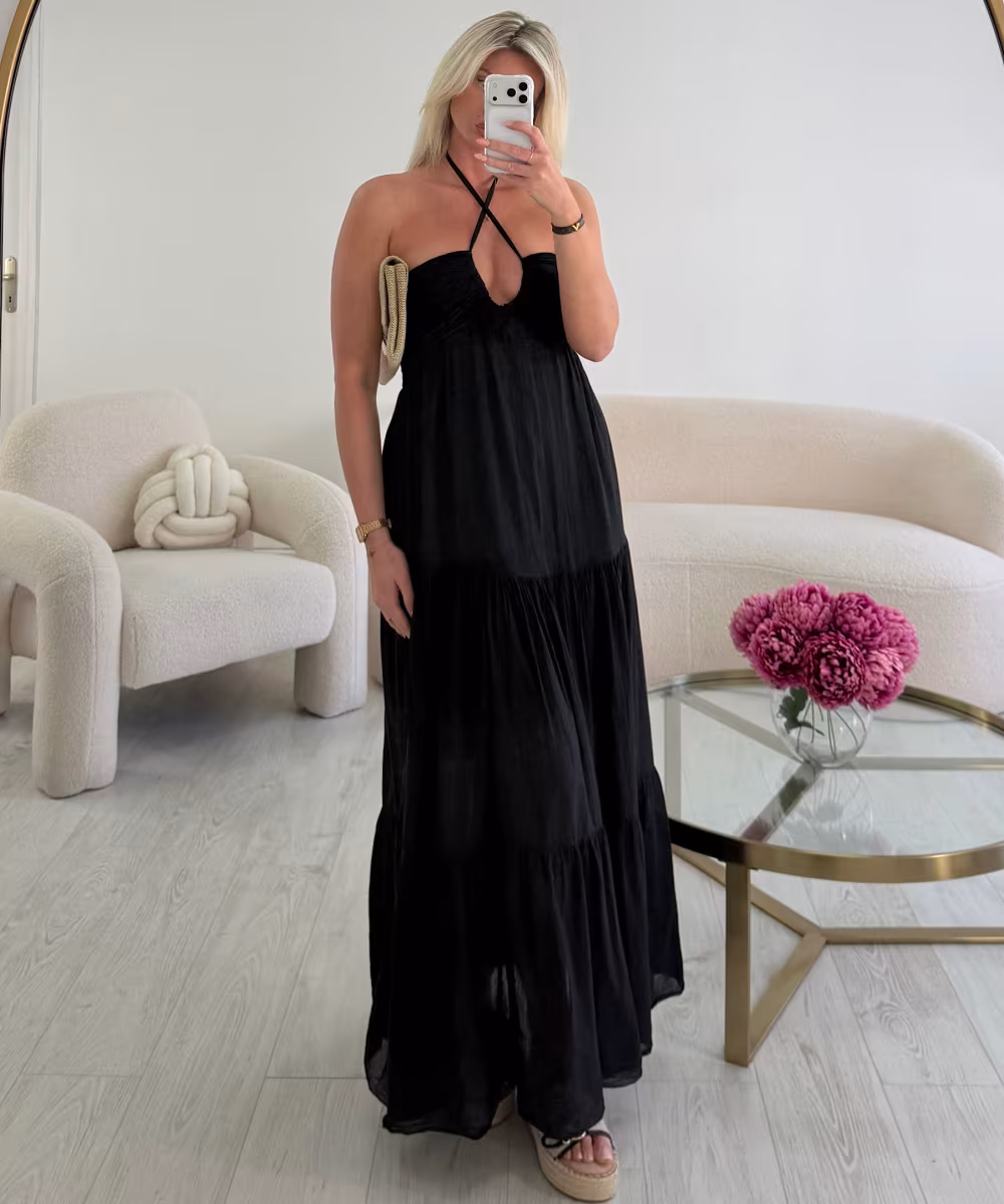 Long black cotton dress