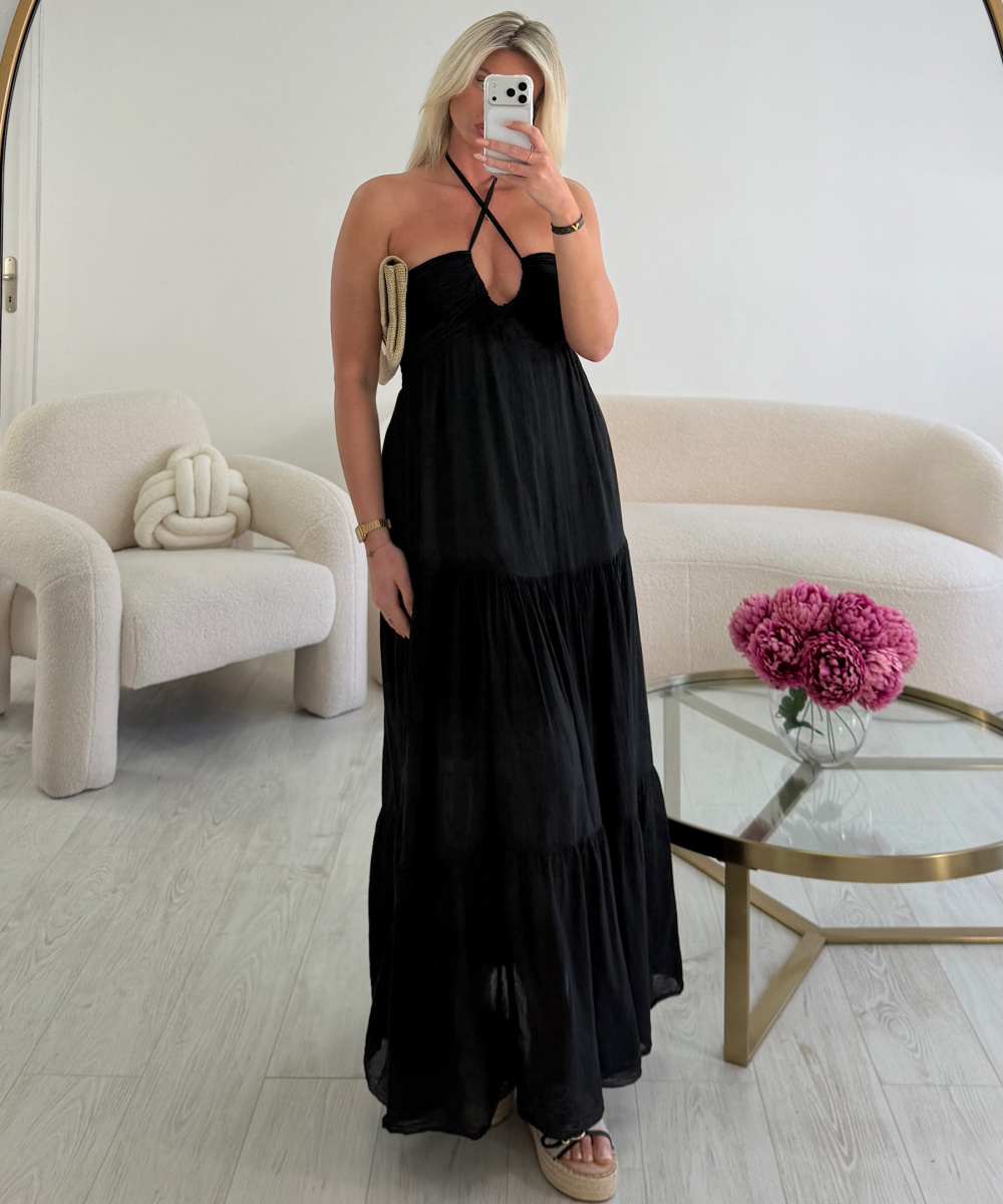 Robe longue coton noire