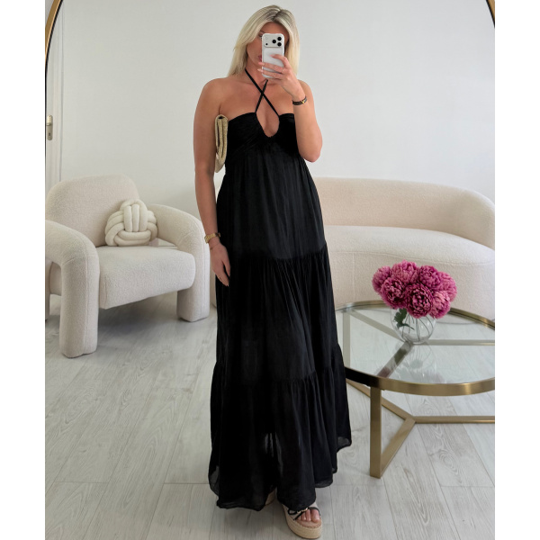 Robe longue coton noire DRESS DESIREE
