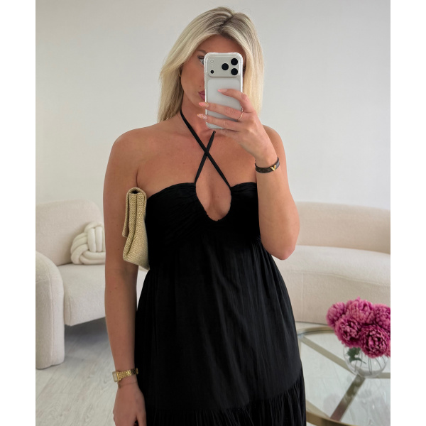 Long black cotton dress