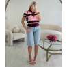 Polo rayures burgandy/rose - DRESS DESIREE