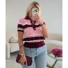 Polo rayures burgandy/rose - DRESS DESIREE