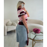 Pink/burgundy striped polo shirt