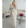 Gilet crochet beige/bleu - DRESS DESIREE