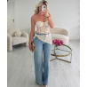 Extra-long jeans with crochet scarf detail - DRESS DESIREE
