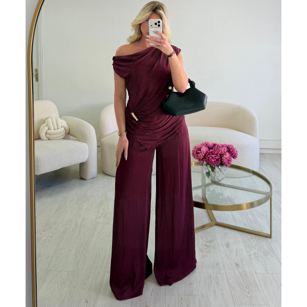Plum flowing trouser set