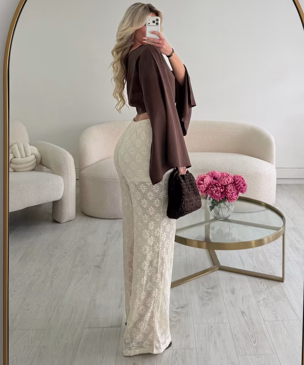 Pantalon crochet creamy