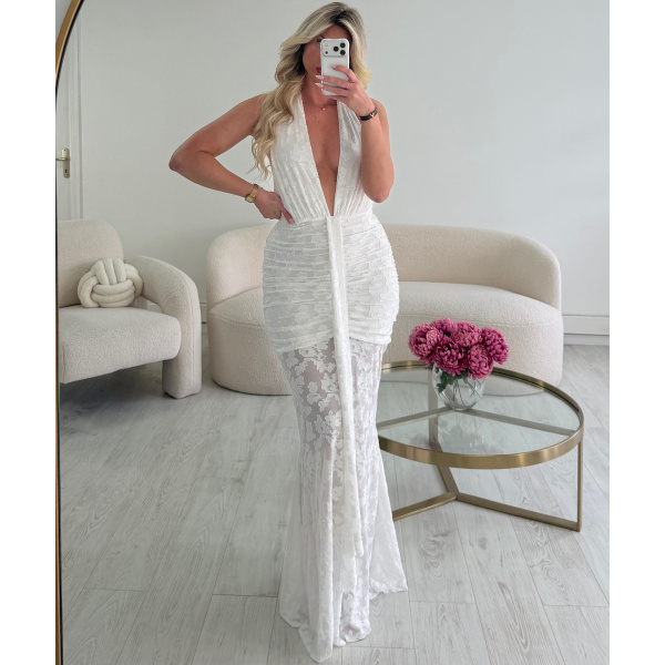 Robe blanche ajourée flowers - DRESS DESIREE