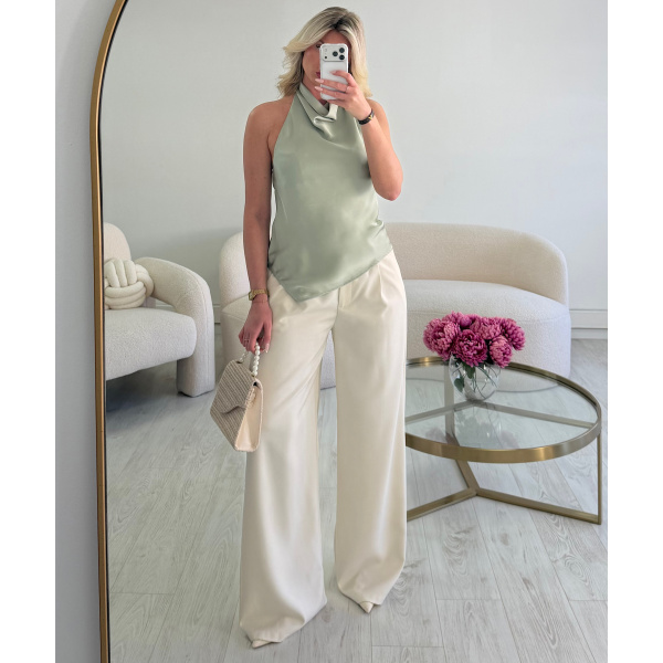 Top dos nu satin sauge - DRESS DESIREE