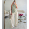 Sage-coloured satin halter neck top - DRESS DESIREE