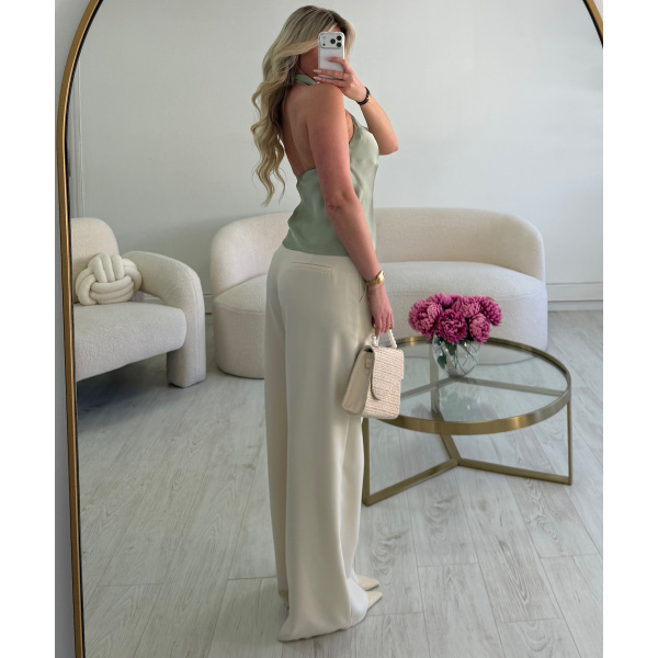 Top dos nu satin sauge - DRESS DESIREE