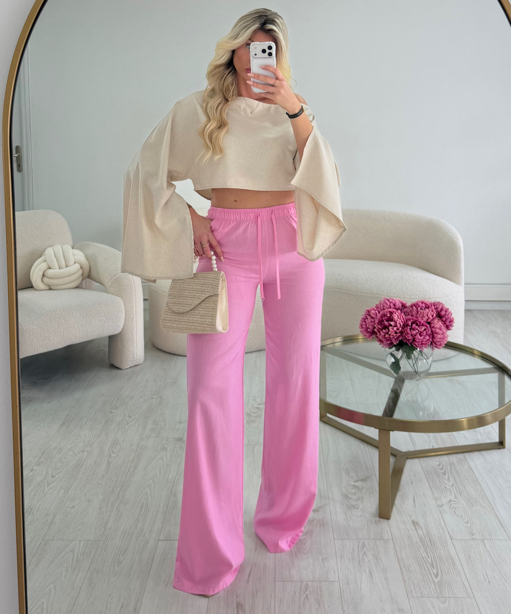 Tall pink linen pants