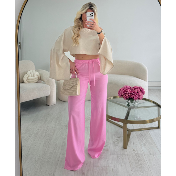 Pantalon lin extra extra long rose DRESS DESIREE