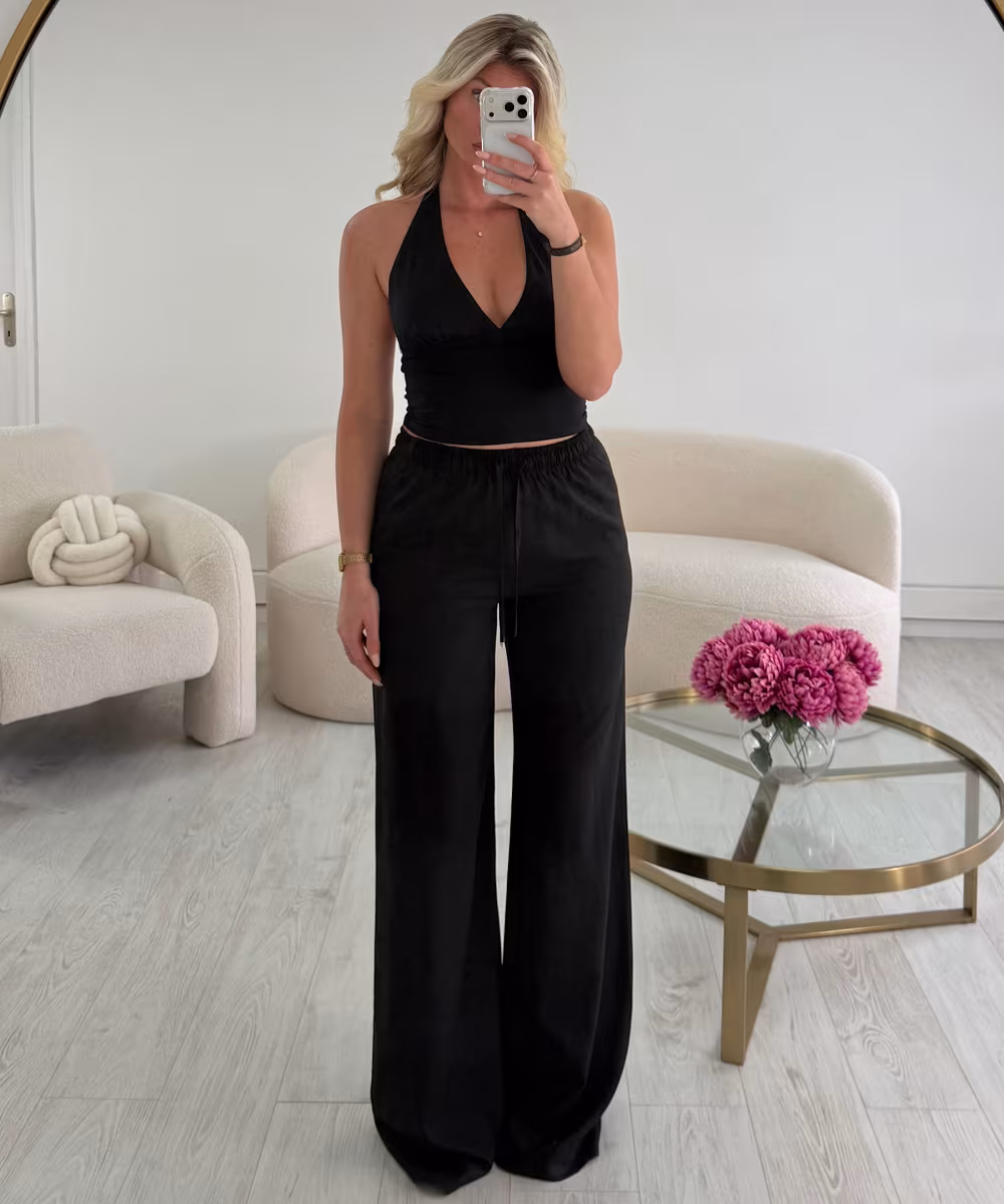 Pantalon lin tall noir DRESS DESIREE