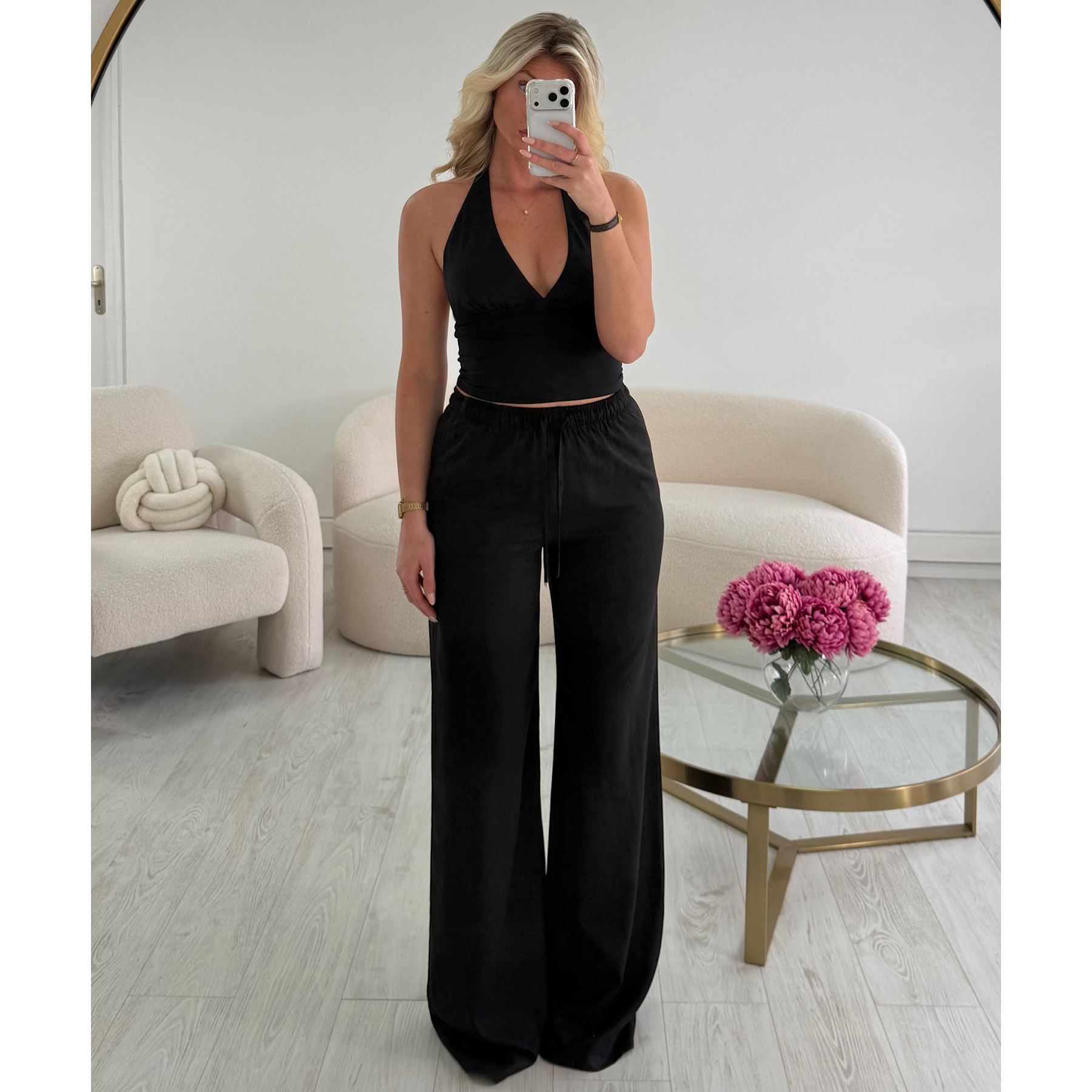 Pantalon lin tall noir DRESS DESIREE