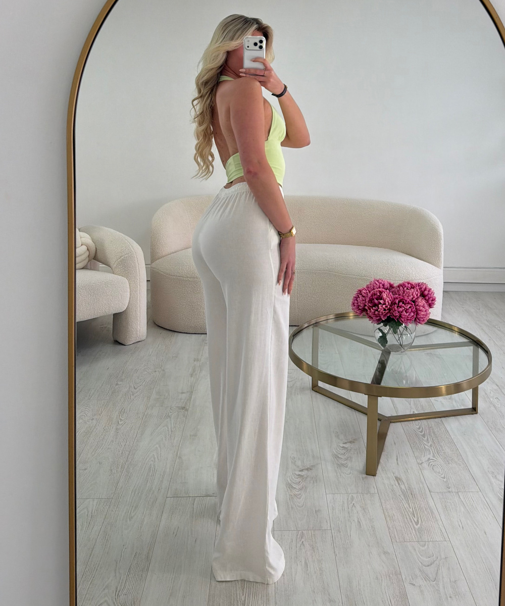 Pantalon lin extra tall blanc