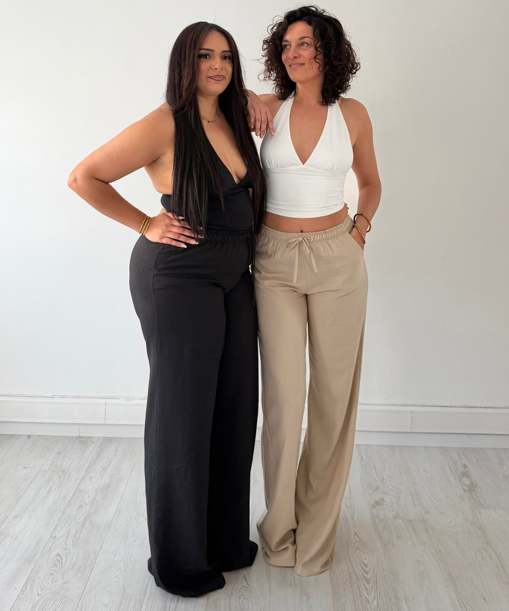 Pantalon lin extra tall beige