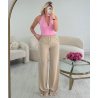 Pantalon lin extra extra long beige- DRESS DESIREE