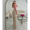 Pantalon lin extra extra long beige- DRESS DESIREE