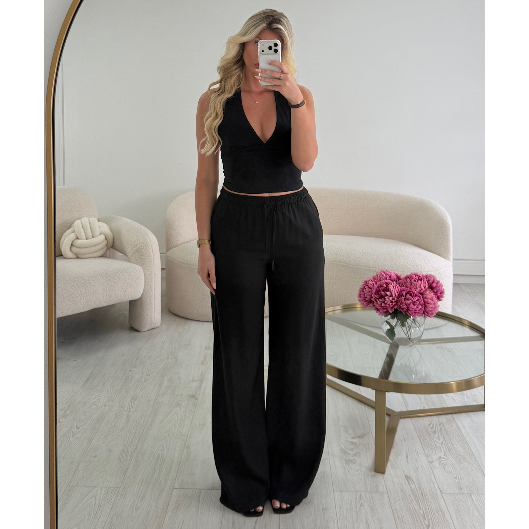 Pantalon lin standard noir- DRESS DESIREE