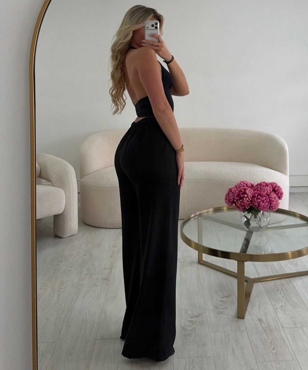 Black linen trousers
