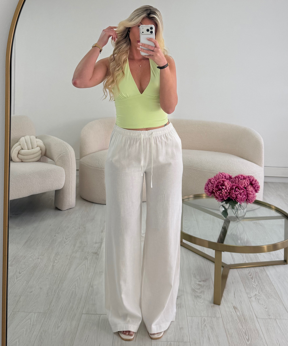 Pantalon lin standard blanc- DRESS DESIREE