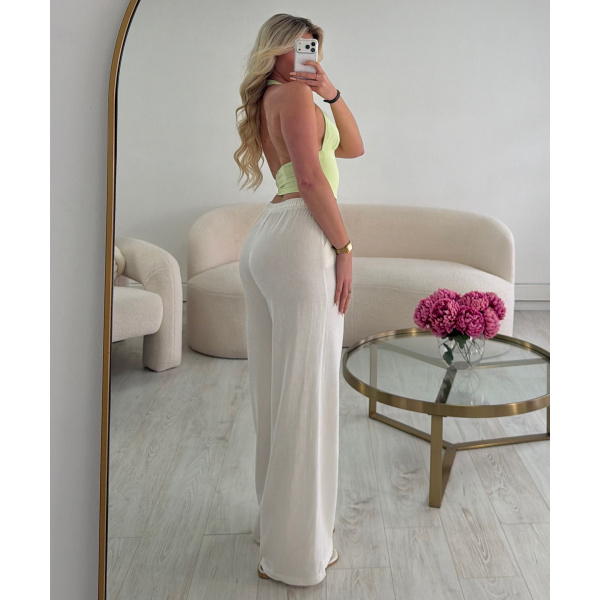 Pantalon lin standard blanc- DRESS DESIREE