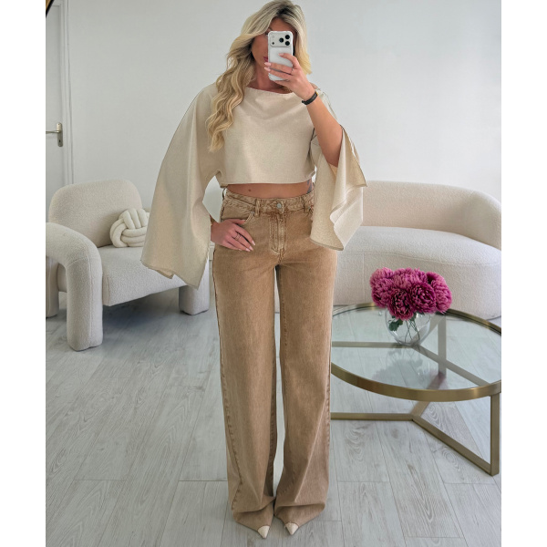 Jeans extra extra long sable chiné - DRESS DESIREE