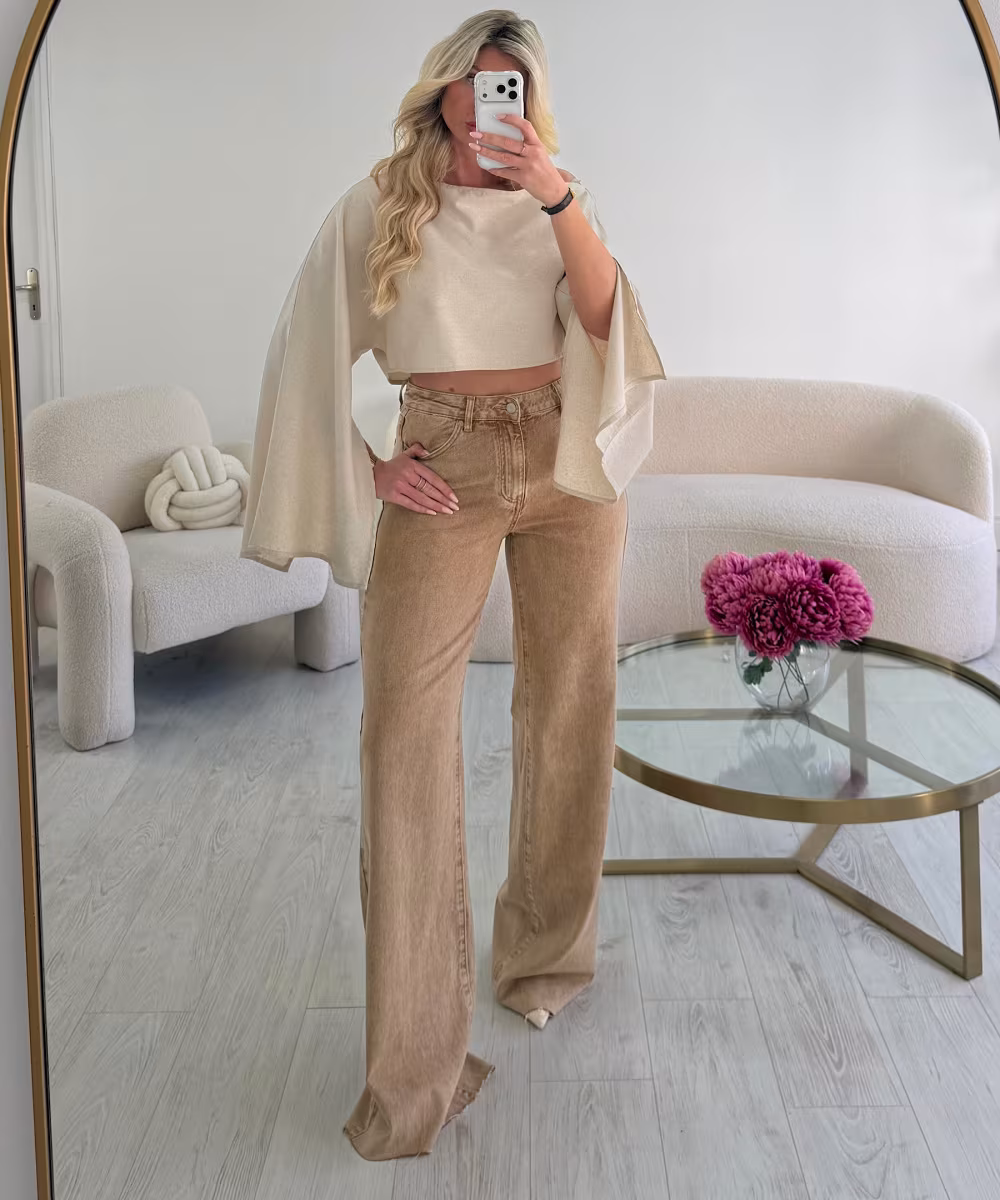 Jeans extra extra long sable chiné - DRESS DESIREE