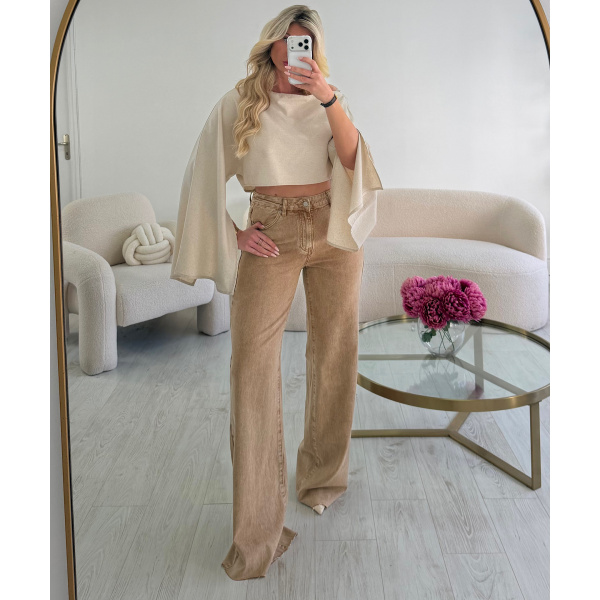 Jeans extra extra long sable chiné - DRESS DESIREE