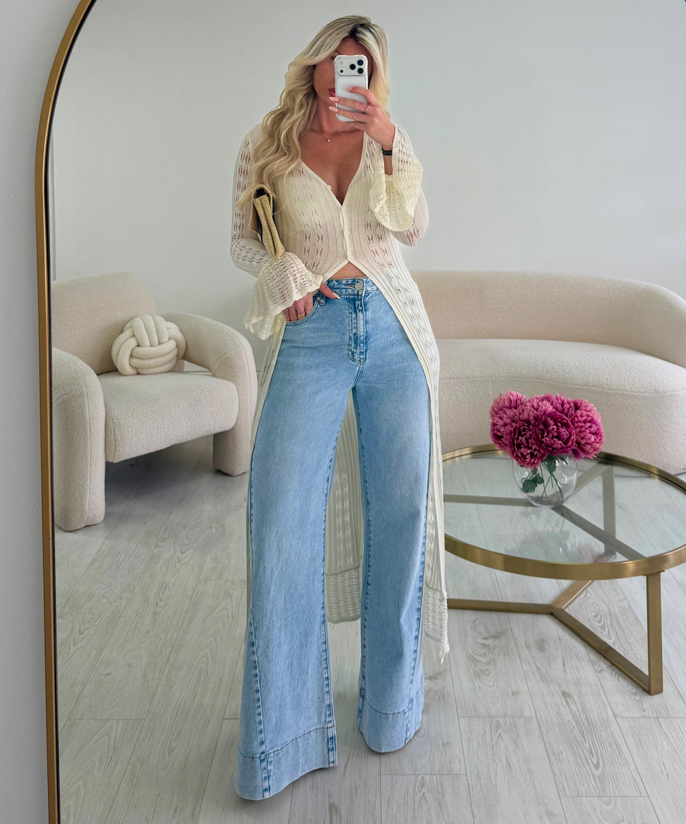 Jeans extra long large couture bleu clair - DRESS DESIREE