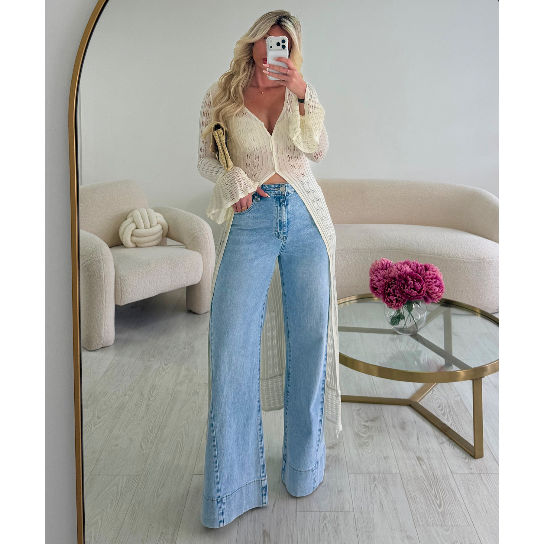 Jeans extra long large couture bleu clair - DRESS DESIREE