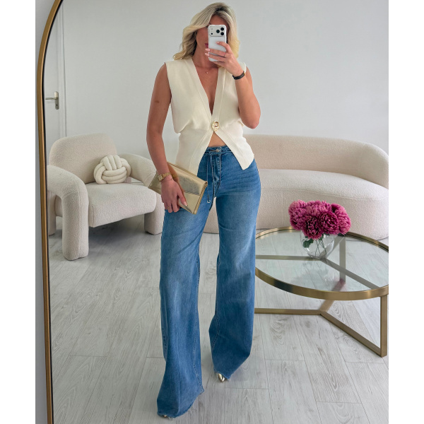 Top blanc sans manche détail doré - DRESS DESIREE