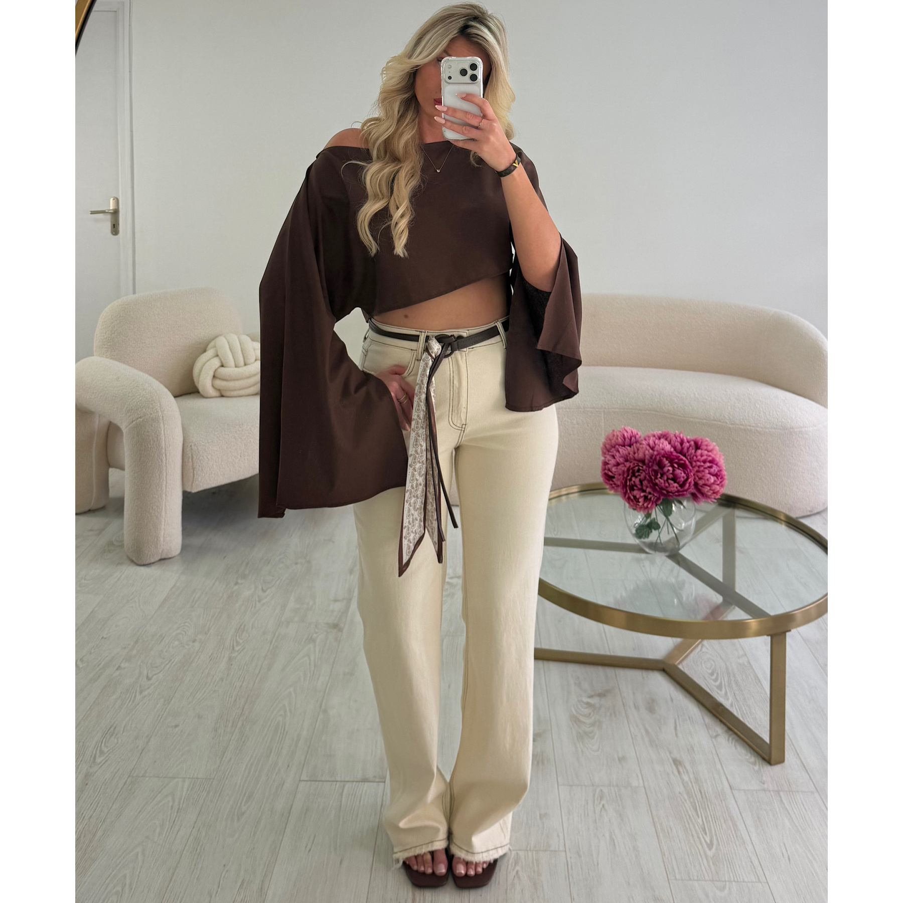 Jeans extra long vanille foulard - DRESS DESIREE