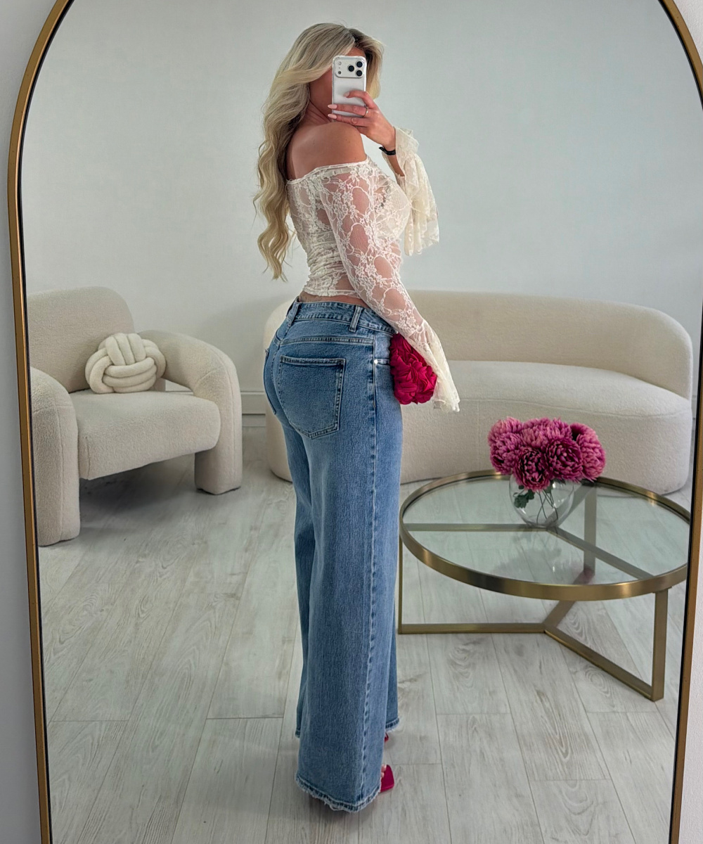 Jeans taille basse extra long bleu  - DRESS DESIREE