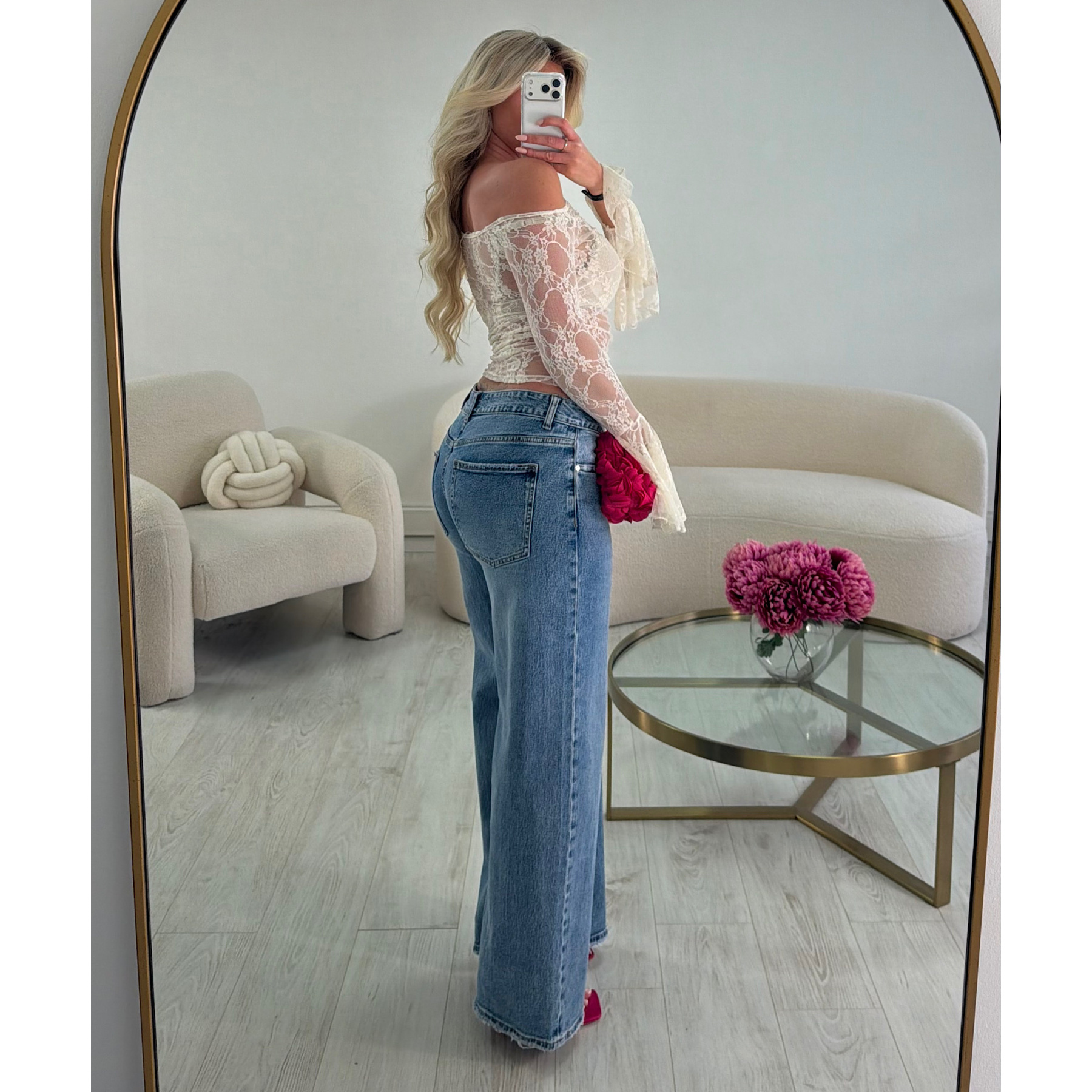 Extra-long low-rise blue jeans  - DRESS DESIREE