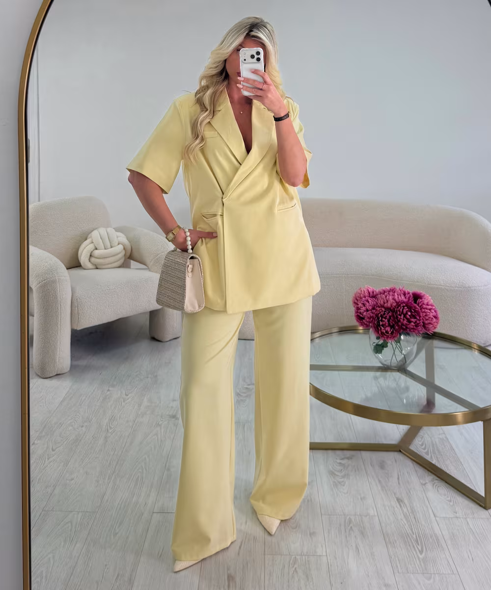 Pantalon tailleur jaune pastel - DRESS DESIREE