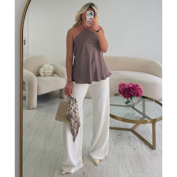 Taupe polka scarf - DRESS DESIREE